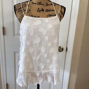 LOFT White Ruffled Camisole Crop Top
